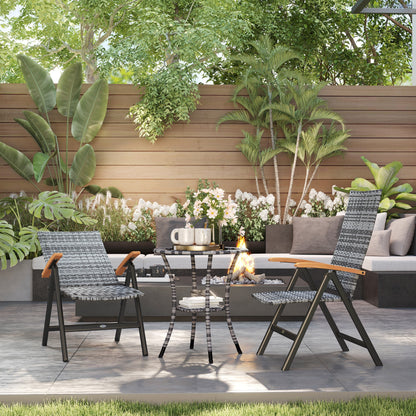 Outsunny 2 Pieces Outdoor Foldable Dining Chair with Armrests, High Backrest, for Garden, Camping, Balcony, Light Grey 