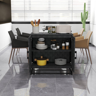 HOMCOM Modern Sideboard, Freestanding Sideboard Storage Cabinet with Adjustable Shelf and 2 Doors for Living Room, Black 