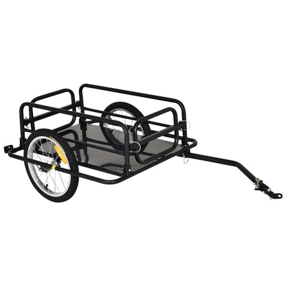 HOMCOM Bike Cargo Trailer in Steel Frame Extra Bicycle Storage Carrier with Hitch-Black 