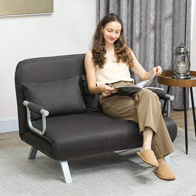 HOMCOM Two-Seater Click-Clack Sofa Bed - Charcoal Grey 
