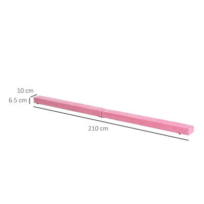 HOMCOM 2.1M 7FT Gymnastics Folding Balance Beam Home Gym Training Exercise Sports - Pink 