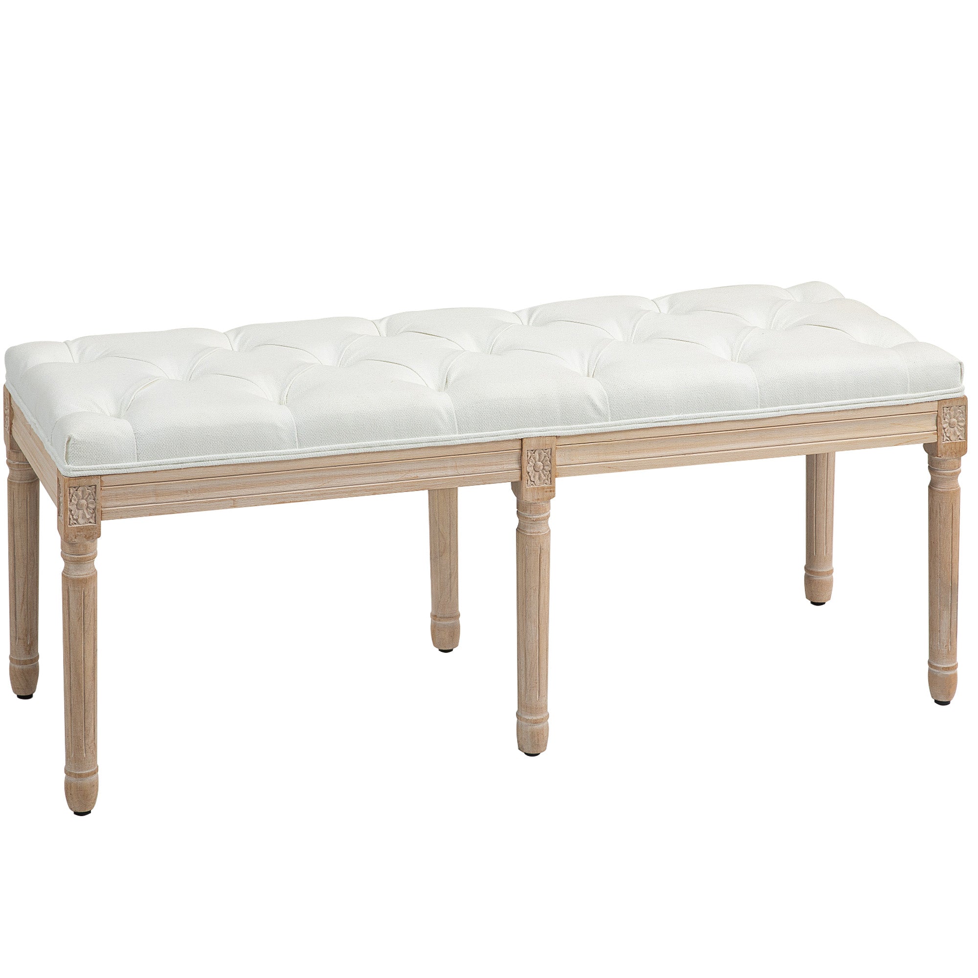 HOMCOM Vintage French Look Bed End Bench - Cream White 