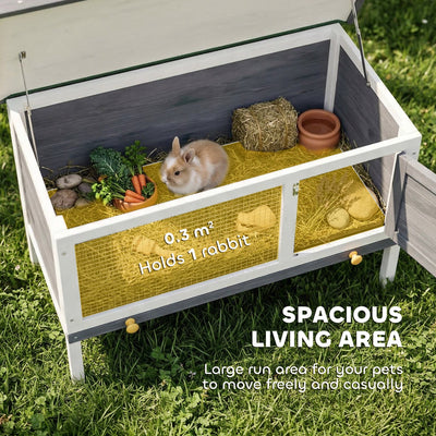 PawHut Wooden Rabbit Hutch, Guinea Pig Hutch with Asphalt Roof, Outdoor Elevated Bunny House for Rabbits, Chinchillas 