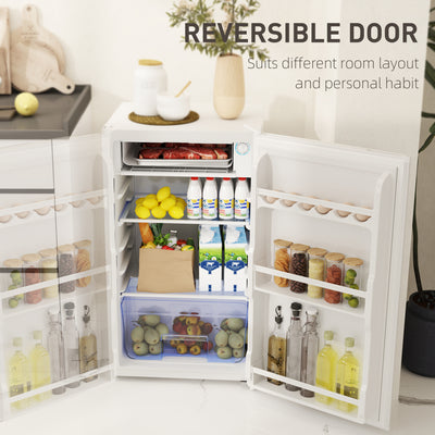 HOMCOM 91L Freestanding Under-Counter Fridge with Lock - White 