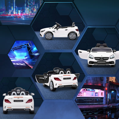 AIYAPLAY Benz SLC 300 Licensed 12V Electric Car for Kids, Kids' Electric Ride on with Parental Remote, Music Lights, Suspension Wheels for 3-6 Years, White 
