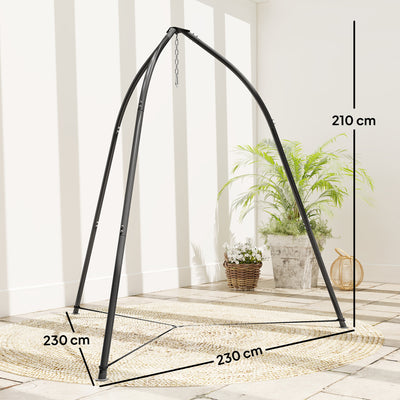 Outsunny Hammock Stand for Hanging Chair Adjustable Height Tripod Hammock Chair Stand Only with Chain, 150 kg Capacity, Black 