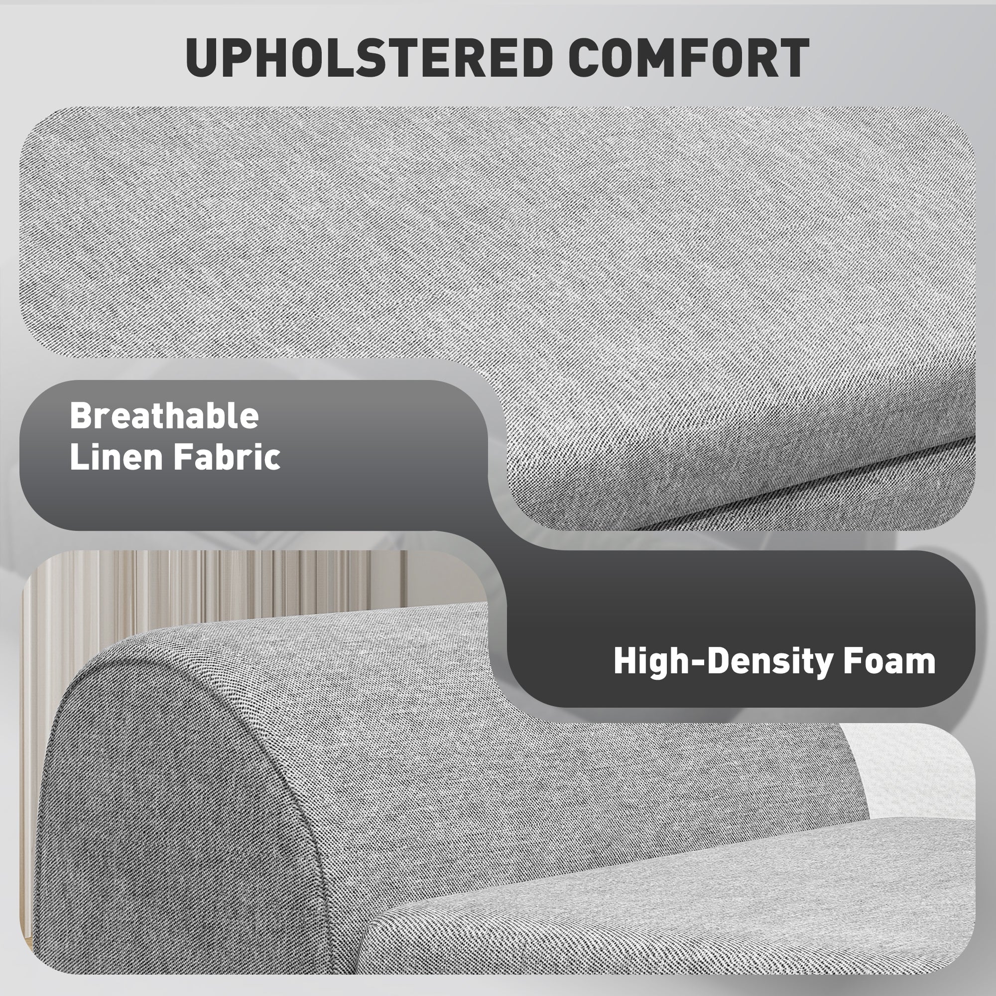 HOMCOM Storage Ottoman with Armrest, Upholstered Linen Storage Bench, Window Seat with Rubberwood Legs, Footstool for Bedroom Living Room, Hallway, Dark Grey 