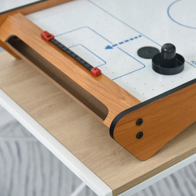 HOMCOM 2.5FT Tabletop Air Hockey Game Table Wooden Portable Party Gaming Toy for Kids Children Adult 