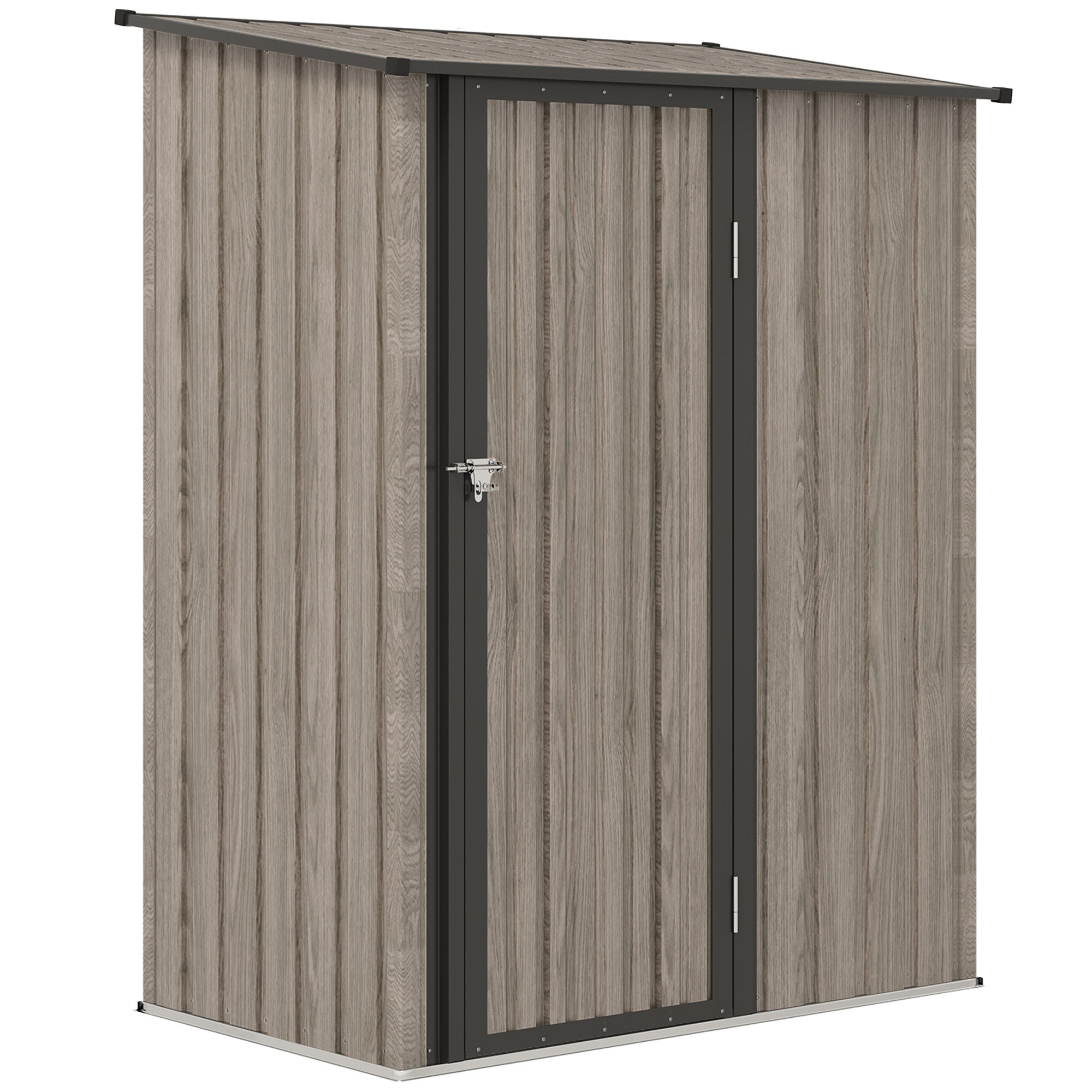 Outsunny 5ft x 3ft Metal Garden Storage Shed, Outdoor Tool Shed with Sloped Roof, Lockable Door for Tools, Equipment, Light Grey 