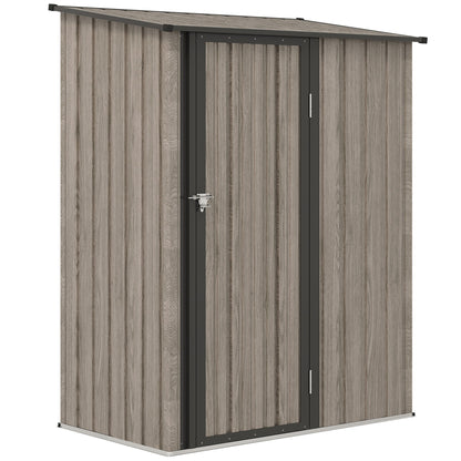 Outsunny 5ft x 3ft Metal Garden Storage Shed, Outdoor Tool Shed with Sloped Roof, Lockable Door for Tools, Equipment, Light Grey 