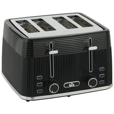 HOMCOM 4 Slice Toaster with 7 Browning Levels, Bread Toaster with Removable Crumb Tray, Black