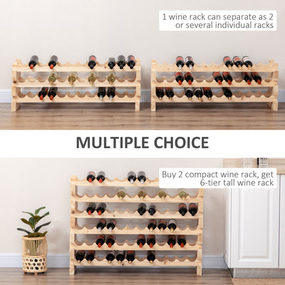 HOMCOM Three-Tier, 36 Bottle Wooden Wine Rack - Natural 