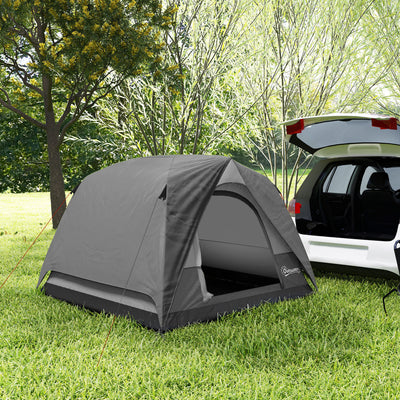 Outsunny 3-4 Person Camping Tent, Easy Set Up 3-4 Man Tent w/ Sewn-in Groundsheet, Waterproof Dome Tent w/ Mesh Windows, Grey 