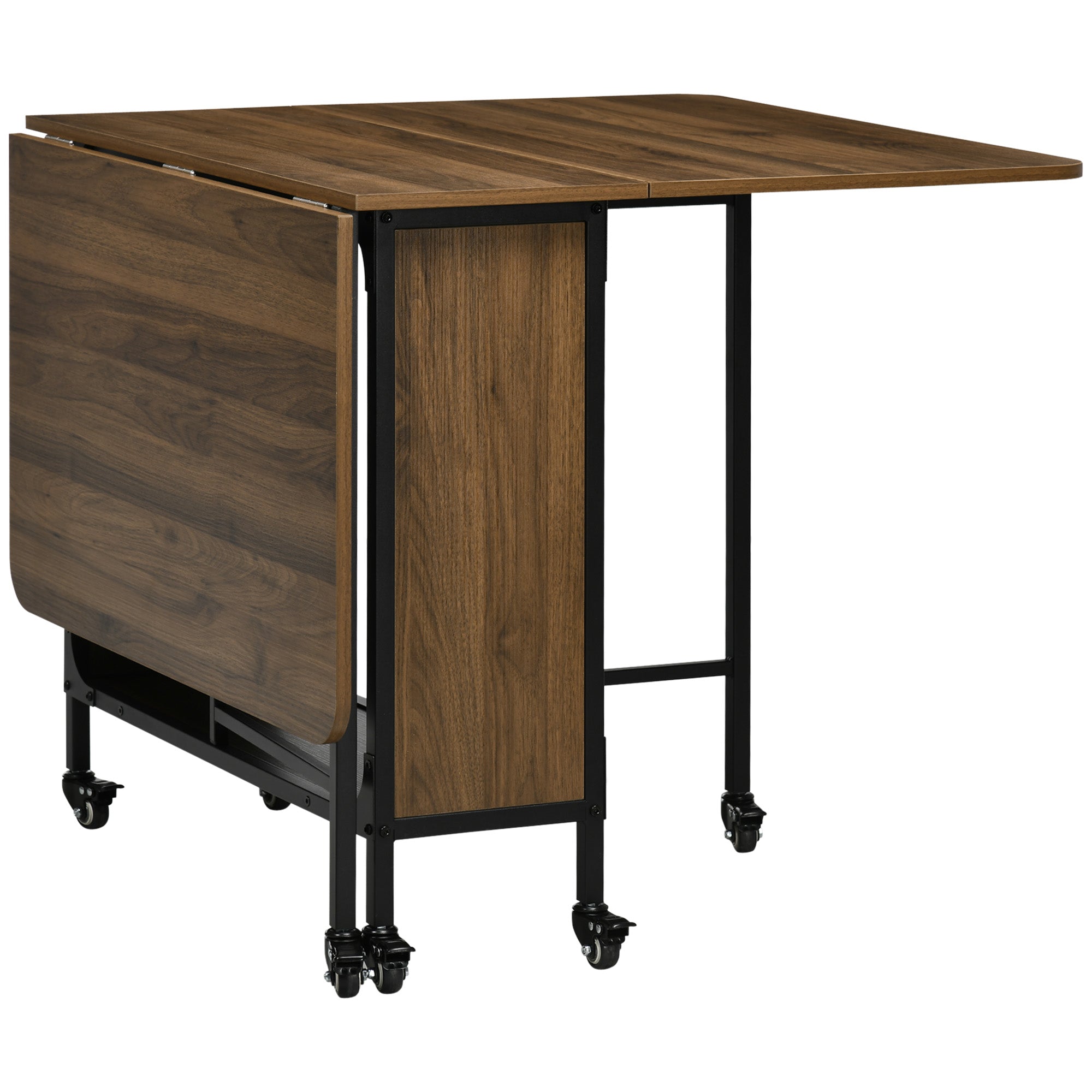 HOMCOM Six-Person Drop Leaf Dining Table - Brown/Black 
