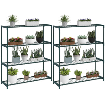 Outsunny Four-Tier Steel Plant Shelf - Black 