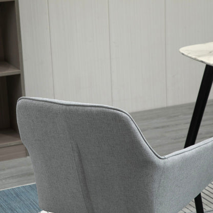 HOMCOM Dining Chairs Upholstered Linen Fabric Accent Chairs with Metal Legs, Set of 2, Light Grey 