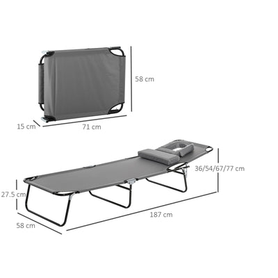 Outsunny Folding Sun Lounger Reclining Chair w/ Pillow Reading Hole Garden Beach 