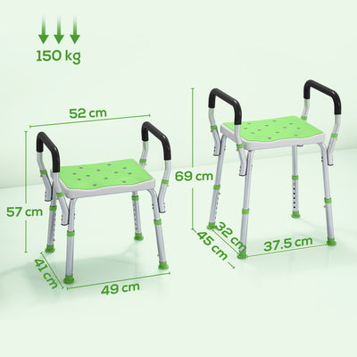 HOMCOM 57-69cm Aluminium Frame Bath Seat 