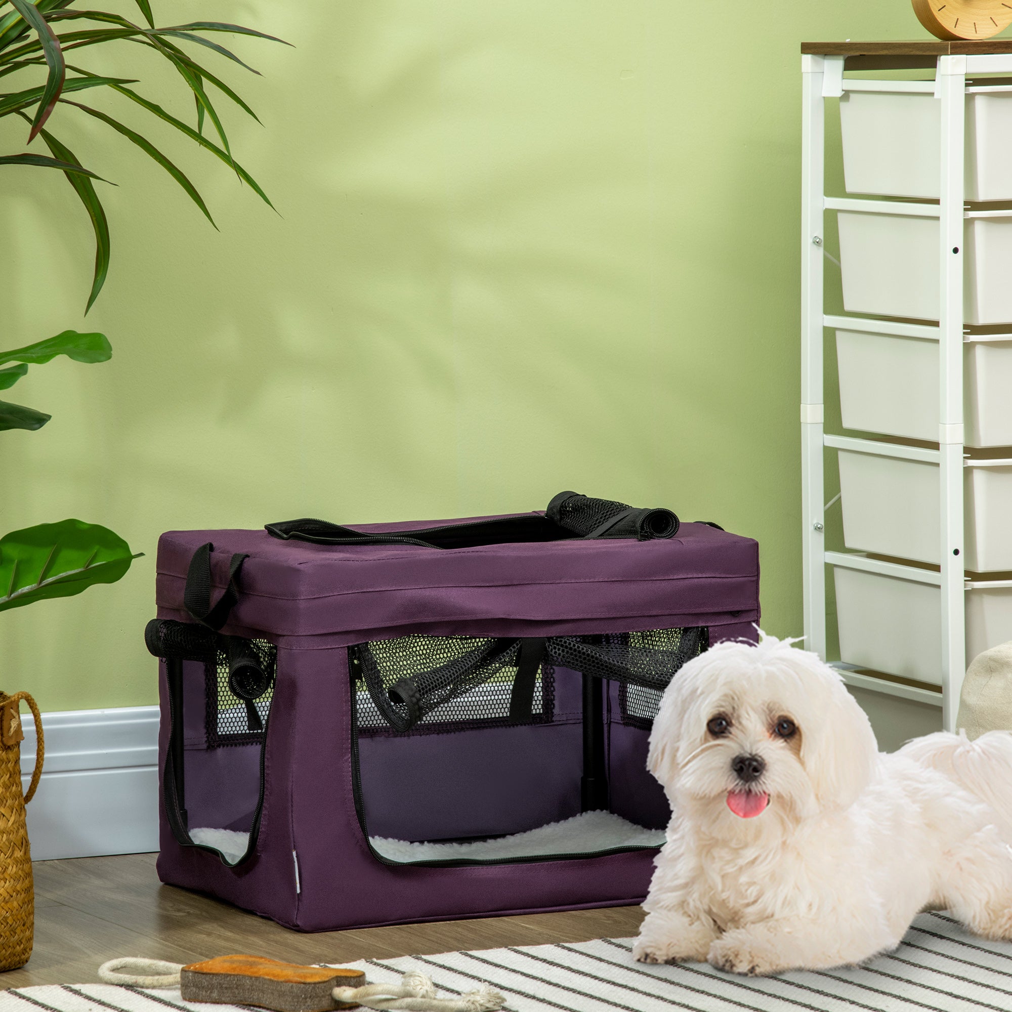 PawHut 48.5cm Pet Carrier, with Cushion, for Miniature Dogs - Purple 