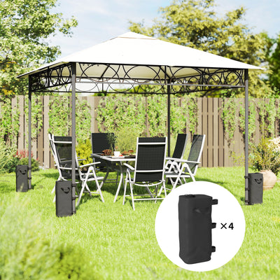 Outsunny Set of 4 Heavy Duty Gazebo Weights Bags, 500D Sand Weights with Carry Handles for Garden Marquee, Parasol, Black 