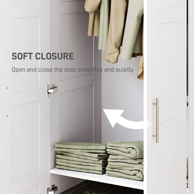 HOMCOM Double Paneled Door Wardrobe, with Shelves - White 