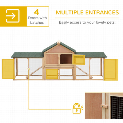 PawHut Large Rabbit Hutch Outdoor Wooden Guinea Pig Hutch with Run, 2 Storey Bunny House 210 x 45.5 x 84.5 cm 
