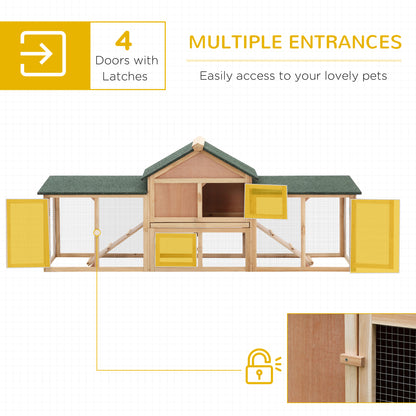 PawHut Large Rabbit Hutch Outdoor Wooden Guinea Pig Hutch with Run, 2 Storey Bunny House 210 x 45.5 x 84.5 cm 