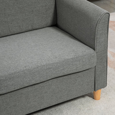 HOMCOM Compact Loveseat Sofa, Modern 2 Seater Sofa for Living Room with Wood Legs and Armrests, Grey 