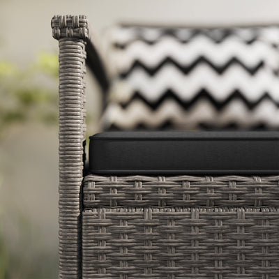 Outsunny 160L Storage Two-Seater Rattan Bench - Grey 
