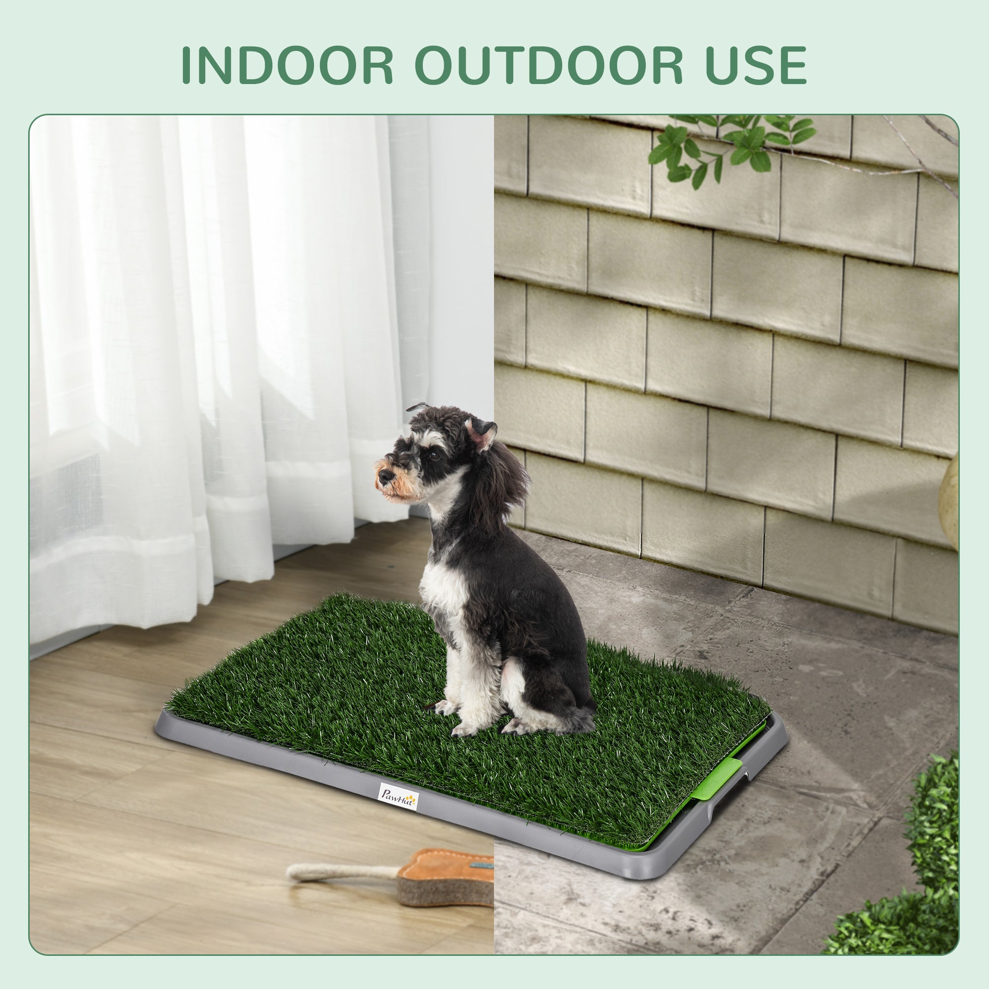 PawHut Artificial Grass Dog Toilet with Tray for Potty Training Indoor Outdoor, 2 Packs, 67 x 41cm 
