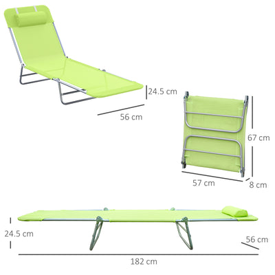 Outsunny Single Folding Sun Lounger - Green 