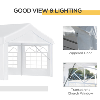 Outsunny 8m x 4m Garden Gazebo Marquee Party Tent Wedding Portable Garage Carport Event shelter Car Canopy Outdoor Heavy Duty Steel Frame Waterproof Rot Resistant 