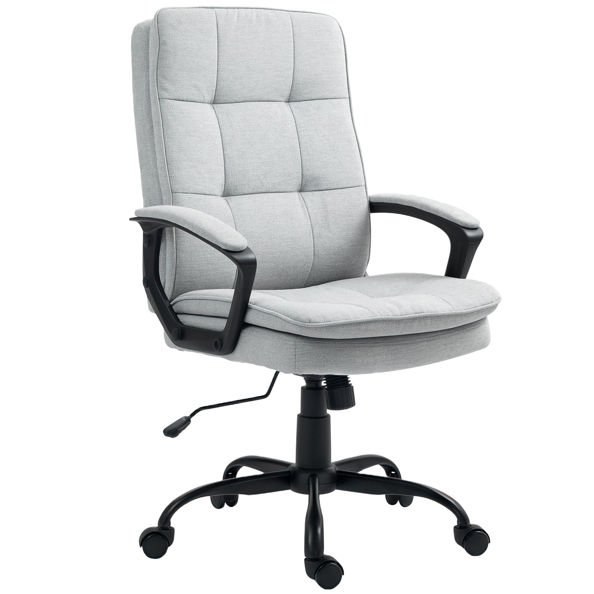 HOMCOM Linen-Look Double-Padded Office Chair - Grey 