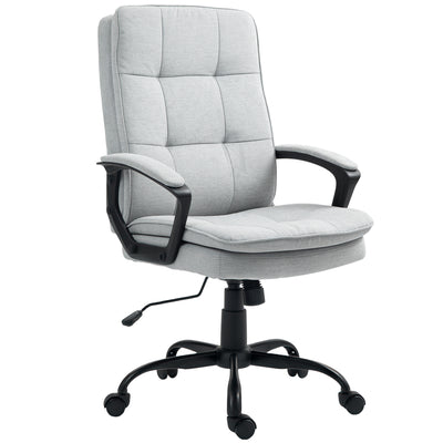 HOMCOM Linen-Look Double-Padded Office Chair - Grey 