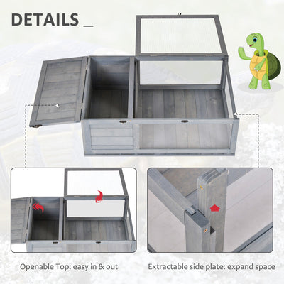 PawHut Tortoise House, Small Reptile Wooden House, with Mesh Roofs, Side Panels, for Turtles, Lizards, Geckos and Snakes 