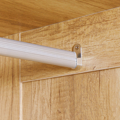HOMCOM 2 Door Wardrobe, Modern Wardrobe with 2 Drawer and Hanging Rail for Bedroom, Natural 