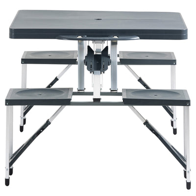 Outsunny Camping 4-Seat Table Set W/Chairs-Black/Grey 