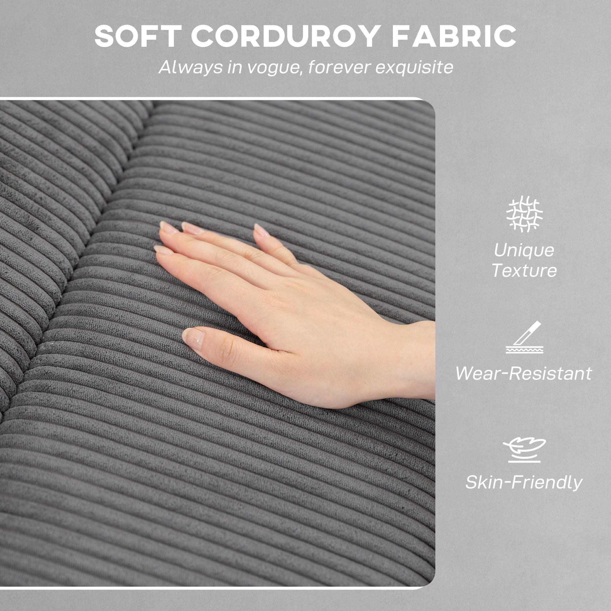 HOMCOM Corduroy Electric Massage Recliner - Grey 