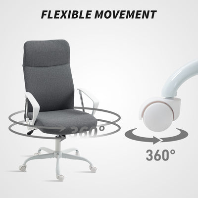 HOMCOM Fabric High Back Office Chair - Grey 
