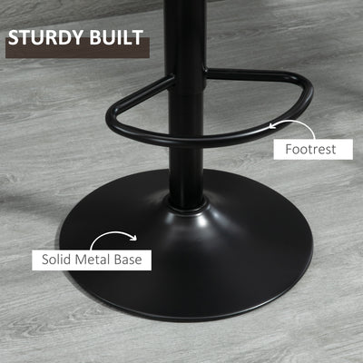 HOMCOM Bar Stools Set of 2, Swivel Counter Height Barstools with Back, Adjustable Bar Chairs, Breakfast Dining Stools for Kitchen Island Counter with Adjustable Steel Footrest & Base, Brown 