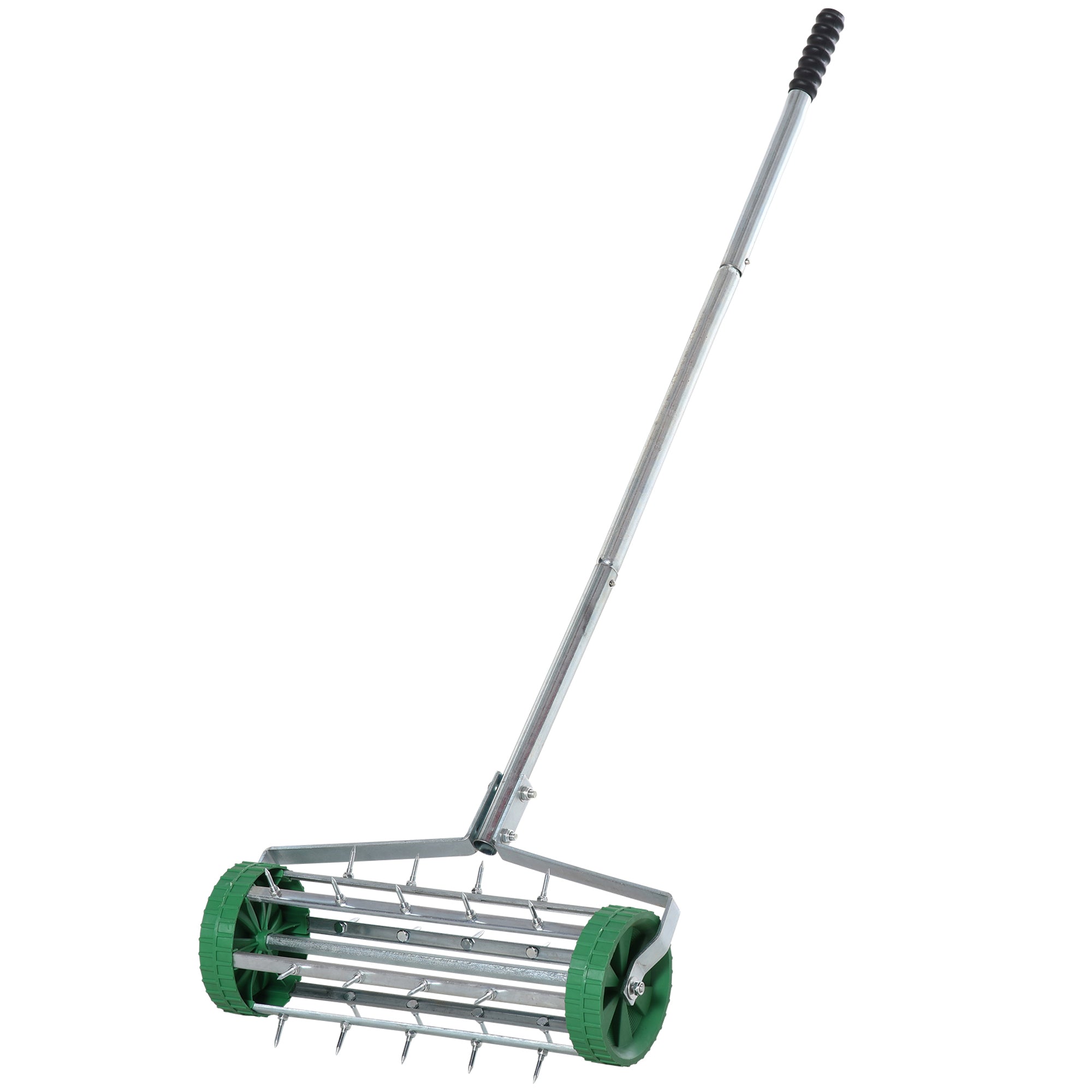 Outsunny Garden Rolling Lawn Aerator Heavy Duty Steel Grass Roller w/ Adjustable Handle 