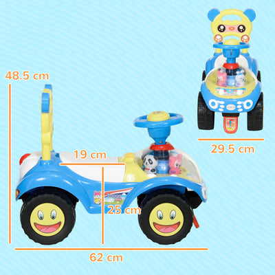 AIYAPLAY Foot to Floor oddler Ride on Toy w/ Music, Light, Horn, Under Seat Storage, Anti-Over-Backwards Device, Blue 