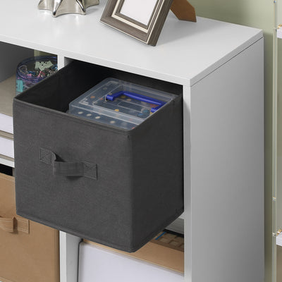 HOMCOM Freestanding 6 Cube Unit Cabinet Unit w/ 3 Fabric Drawers Handles Home Office Storage Shelves White 