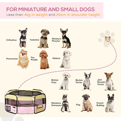 PawHut Fabric Pet Whelping Box Dog Cat Puppy Playpen Rabbit Guinea Pig Play Pen in Pink With Carry Bag Small Dia 90 x 41Hcm 