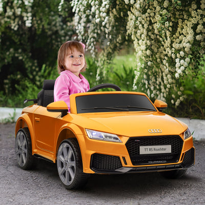 HOMCOM Kids Licensed Audi TT RS Ride-On Car 12V Battery w/ Remote Suspension Headlights and MP3 Player 3km/h Yellow 