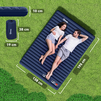 Outsunny 2 Person Camping Inflatable Mattress - Navy Blue 