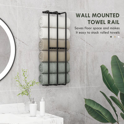 HOMCOM Six Large Towel Metal Holder, with Mounting Accessories 