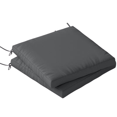 Outsunny Outdoor Seat Cushions Set of 2 with Ties, Waterproof Garden Seat Pads, Dark Grey 