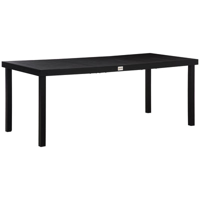 Outsunny Aluminium Outdoor Garden Dining Table for 8 People, Faux Wood Top, for Garden, Patio, 190 x 90 x 74cm, Black 