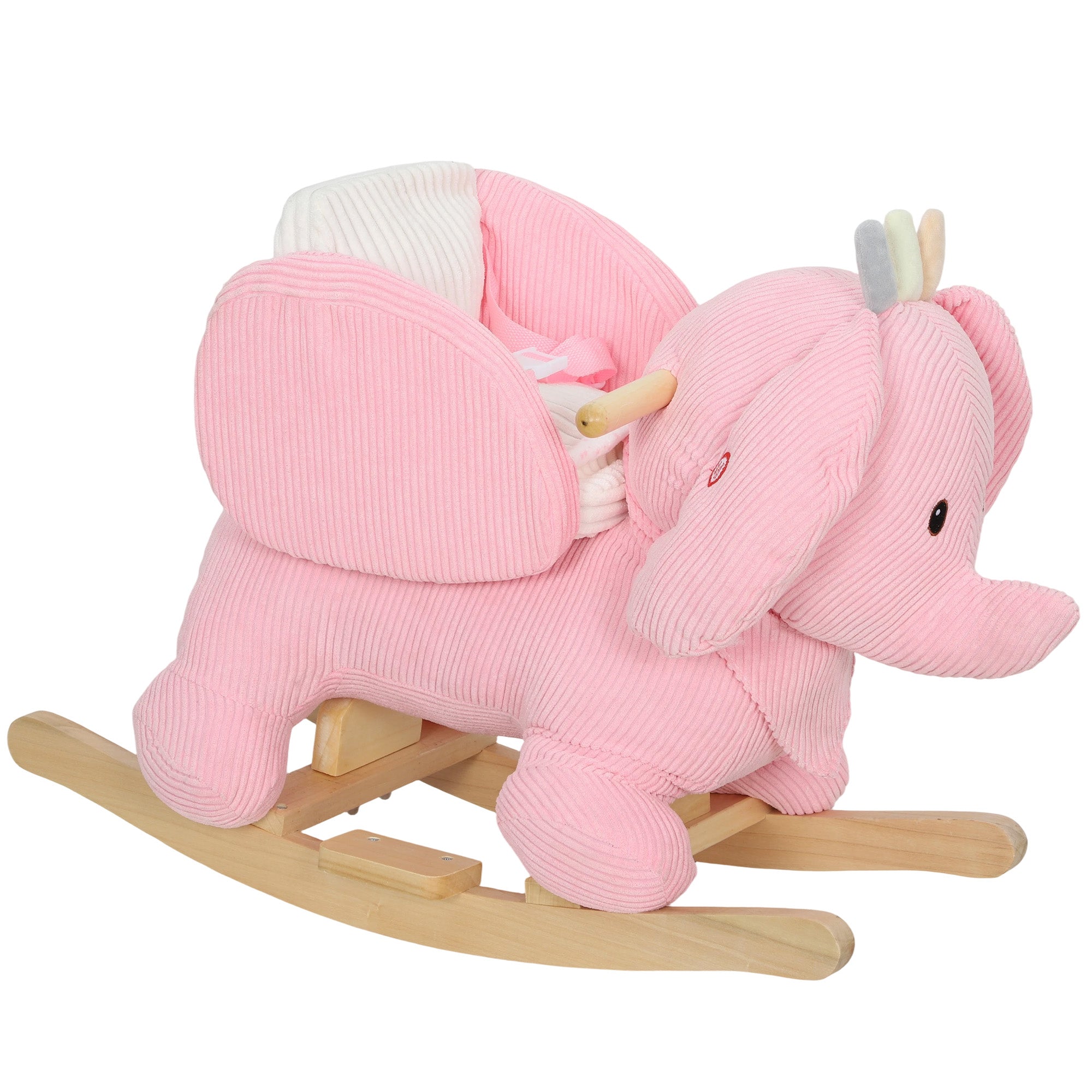 AIYAPLAY Kids Rocking Horse, Baby Ride on Elephant Rocker with Safety Belt and Sound for Toddlers 18 to 36 Months, Pink 